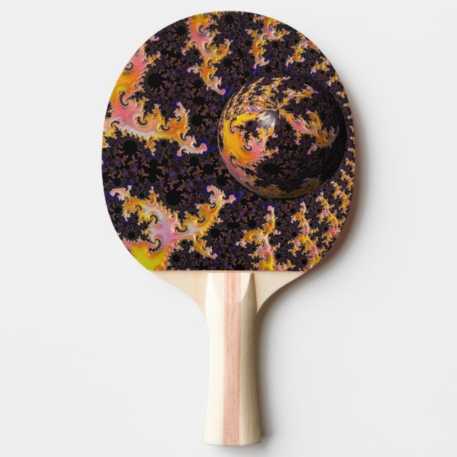 Fractal Firestorm Sphere Ping Pong Paddle (Front)