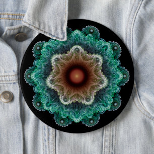 Fractal flamboyant ornament 6 cm round badge