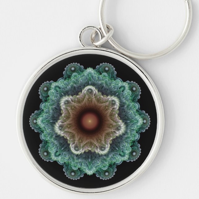 Fractal flamboyant ornament key ring (Front)