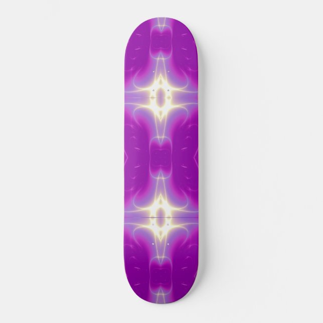 FRACTAL FLAME , violet purple pink Skateboard (Front)