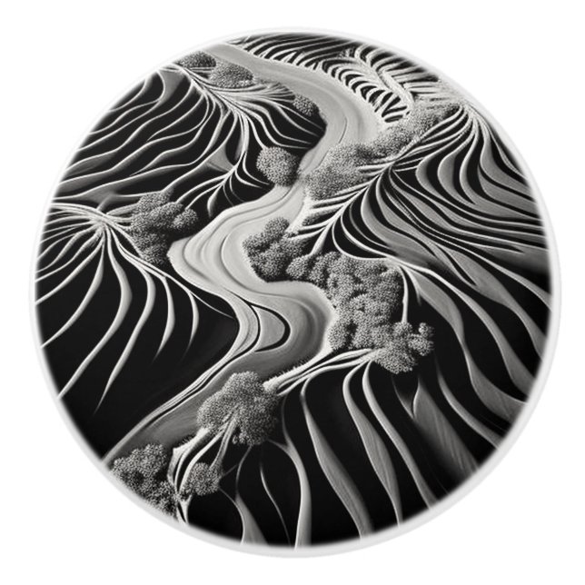 Fractal Flow Ceramic Knob (Front)