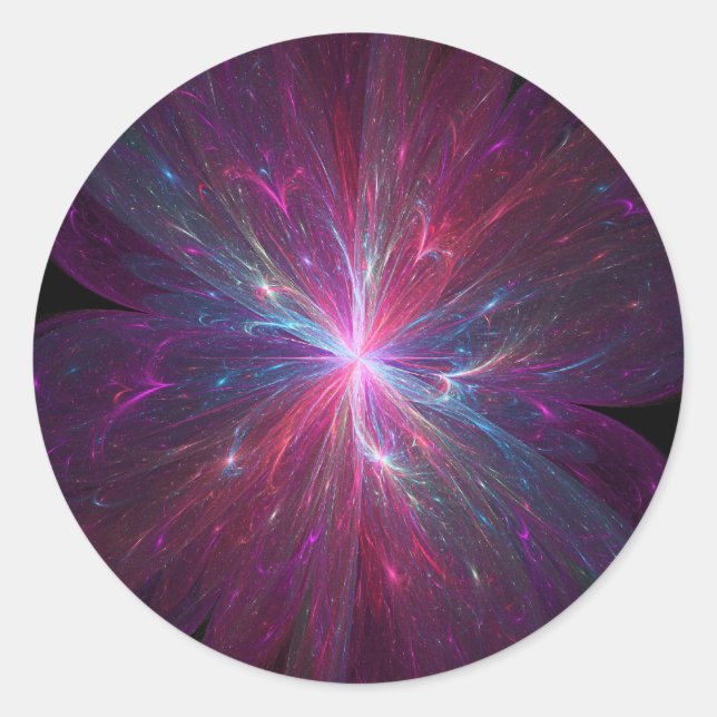 Fractal Flower Classic Round Sticker (Front)