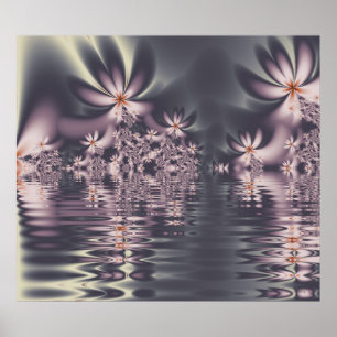 Fractal Flowers Clematis Lake Poster