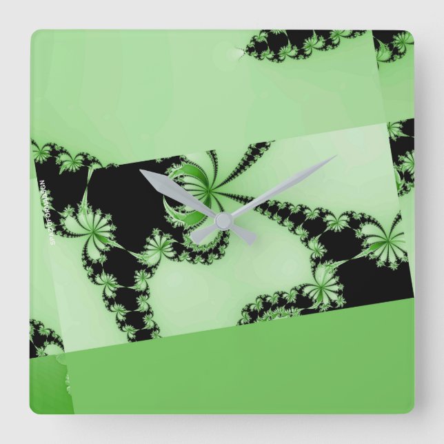 Fractal Garden green Square Wall Clock (Front)