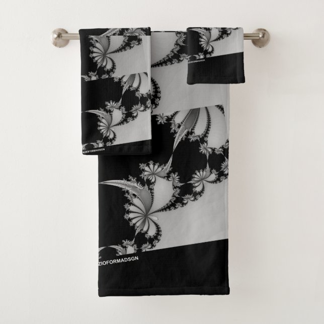 Fractal Garden grey Bath Towel Set (Insitu)