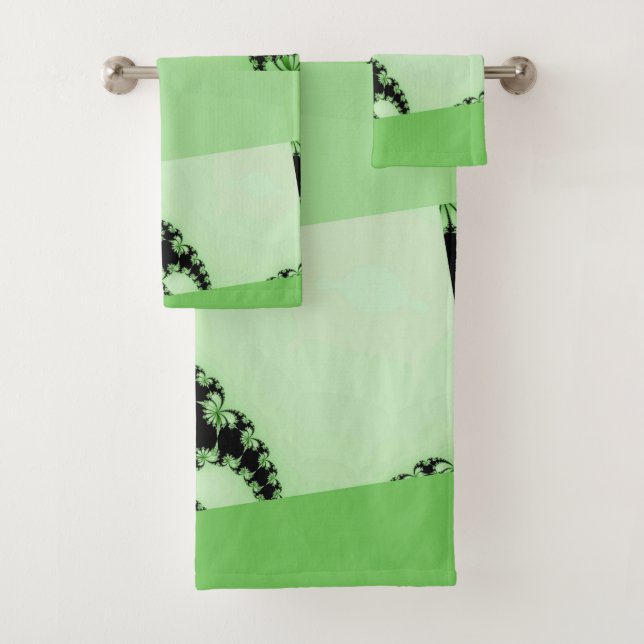 Fractal Garden lime Bath Towel Set (Insitu)