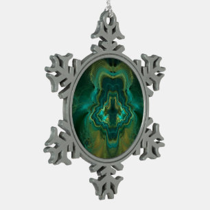 Fractal Geode Snowflake Pewter Christmas Ornament