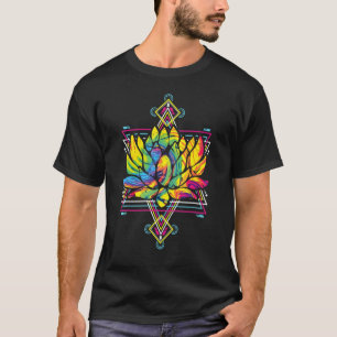Fractal Geometry Spiritual Yoga Boho Lotus Flower T-Shirt