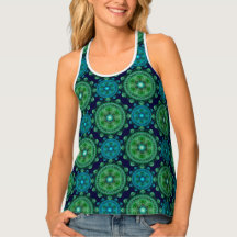 Fractal green blue oriental pattern