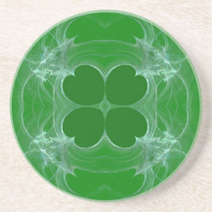 Fractal Green Clover coaster
