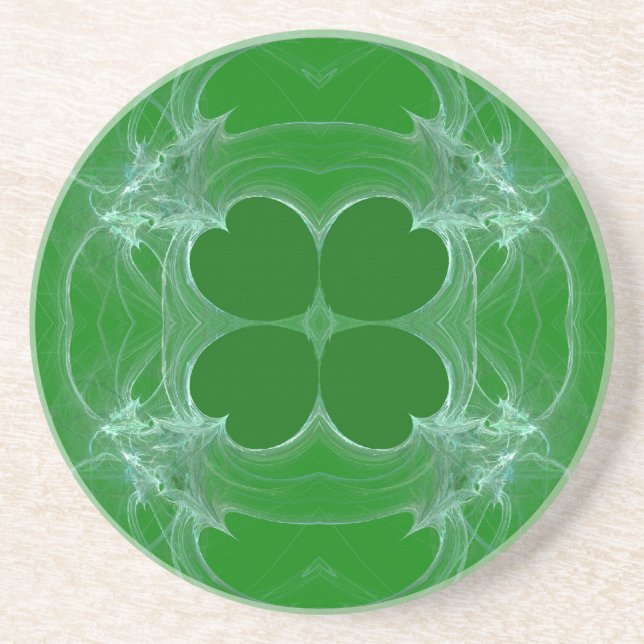Fractal Green Clover coaster (Front)