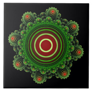 Fractal green fairy ornament tile