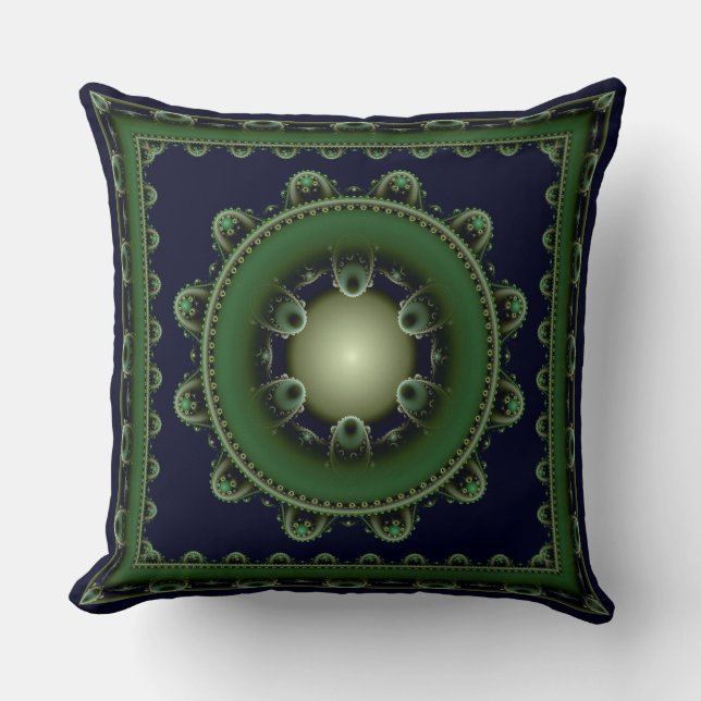 Fractal green framed decoration cushion (Front)