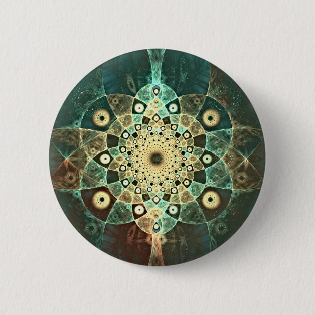 Fractal grunge 6 cm round badge (Front)