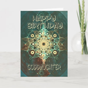 Fractal grunge birthday card for a goddaughter