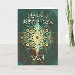 Fractal grunge birthday card for Son