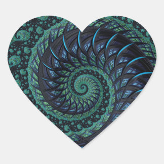 Fractal Heart in Blues & Greens Sticker
