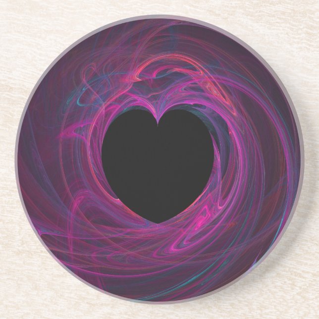 Fractal Heart Series-3--pnk Swirl Coaster (Front)
