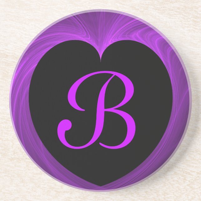 Fractal Heart Series-7---Purple coaster (Front)