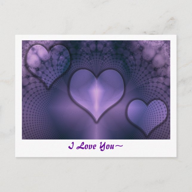 Fractal Hearts Purple Inmate Postcard (Front)