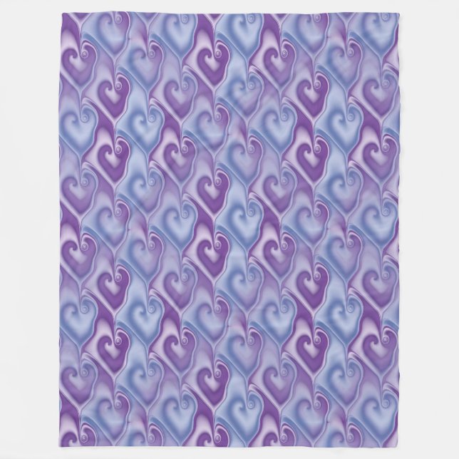 Fractal Hearts seamless pattern + your ideas Fleece Blanket (Front)