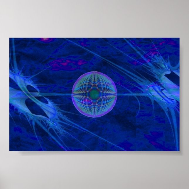 Fractal In Blue Poster (Front)