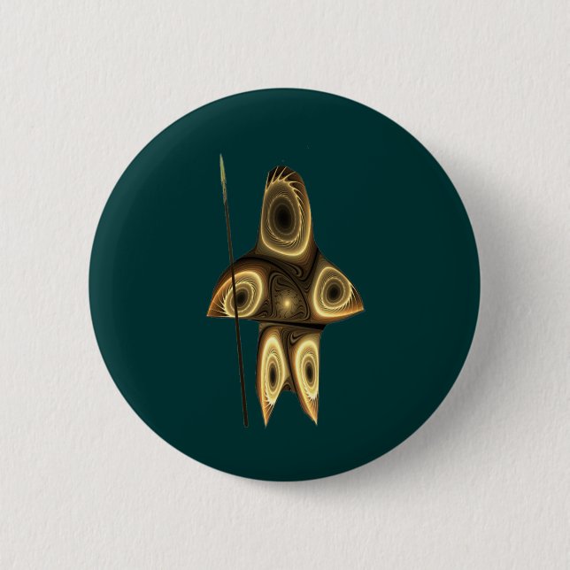 Fractal Inuit Hunter 6 Cm Round Badge (Front)
