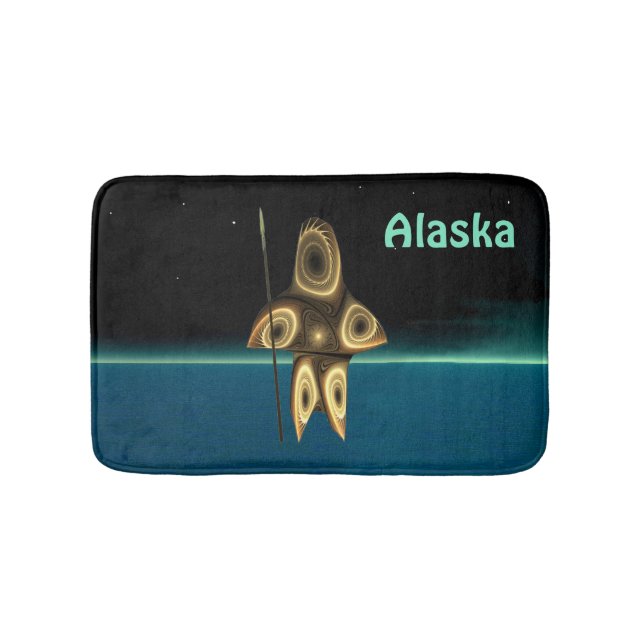 Fractal Inuit Hunter - Alaska Bath Mat (Front)