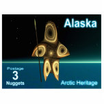 Fractal Inuit Hunter - Alaska Postage Photo Sculpture Magnet<br><div class="desc">This postage stamp for an independent Alaska features a brown-toned fractal image suggesting a highly-stylised Inuit hunter, wearing traditional fur clothing and holding a harpoon with an ivory head. The hunter is superimposed on a background depicting the dark polar winter - a bluish snow surface, dark starry sky with the...</div>