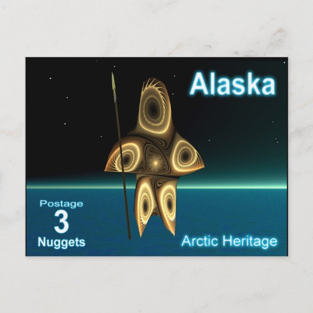 Fractal Inuit Hunter - Alaska Postage Postcard (Front)