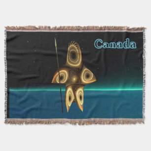 Fractal Inuit Hunter - Canada Throw Blanket