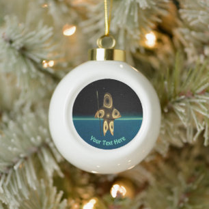 Fractal Inuit Hunter Ceramic Ball Christmas Ornament