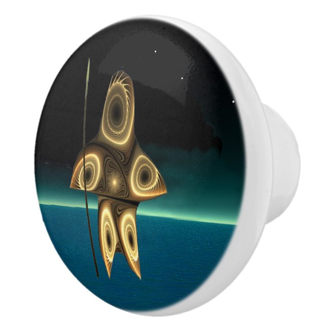 Fractal Inuit Hunter Ceramic Knob (Right)