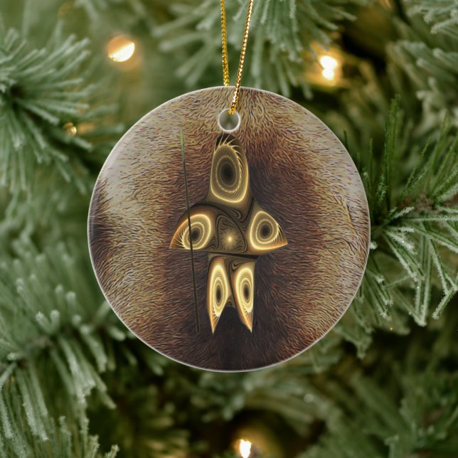 Fractal Inuit Hunter Ceramic Tree Decoration (Tree)