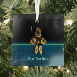 Fractal Inuit Hunter Glass Tree Decoration