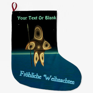 Fractal Inuit Hunter Large Christmas Stocking