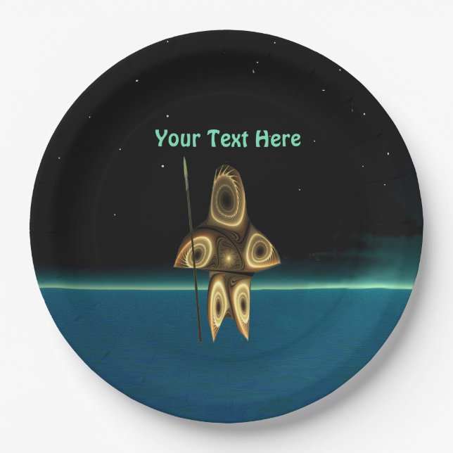 Fractal Inuit Hunter Paper Plate (Front)