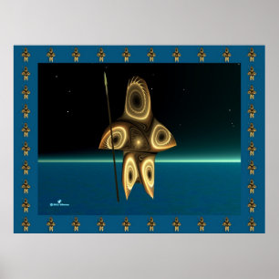 Fractal Inuit Hunter Poster