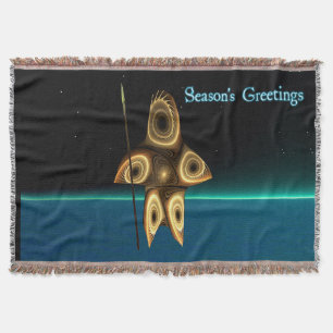 Fractal Inuit Hunter - Season's Greetings Throw Blanket