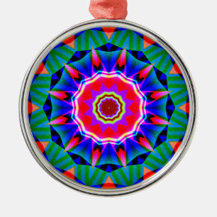 Fractal Kaleidoscope 05 Metal Tree Decoration