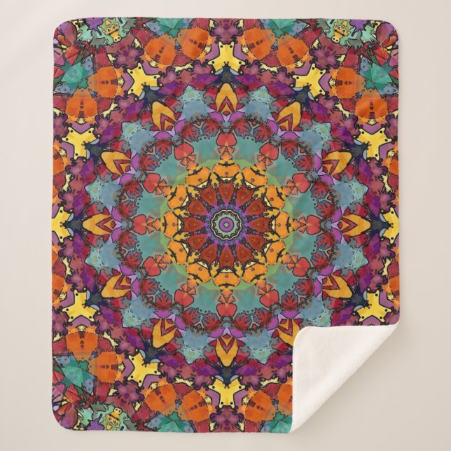 Fractal Kaleidoscope Mandala Pattern-64351 Sherpa Blanket (Front)