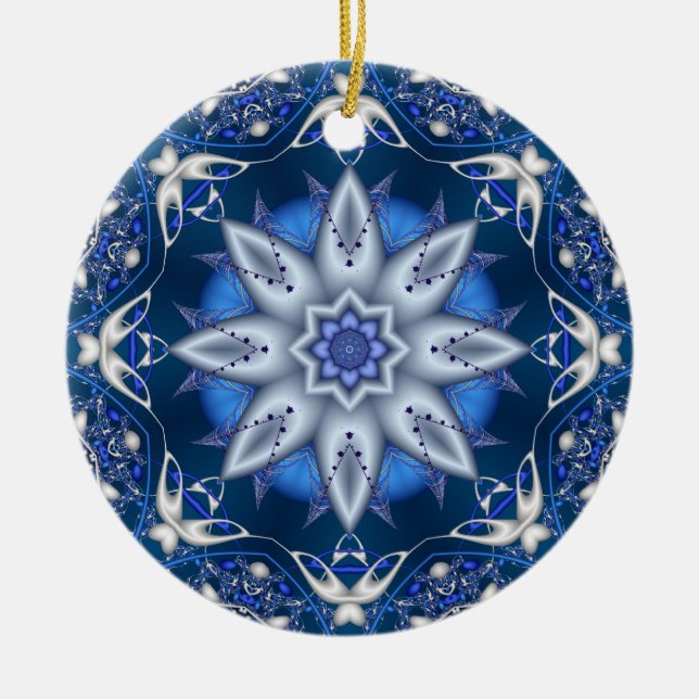 Fractal Kaleidoscope Winter Delight Ornament (Front)