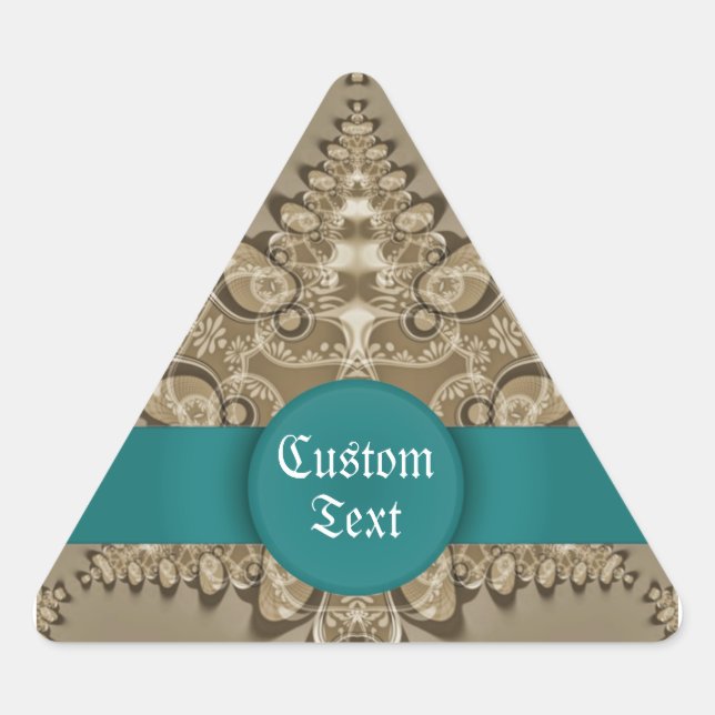 Fractal Lace Gift Tag Nameplate Triangle Sticker (Front)