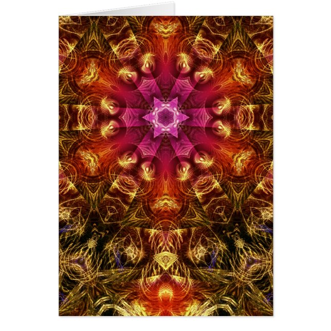 Fractal Light  Golden Starburst Card (Front)