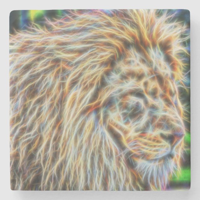 Fractal Lion Stone Coaster (Front)