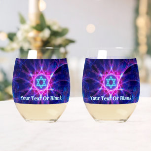 Fractal Magen Bet Stemless Wine Glass