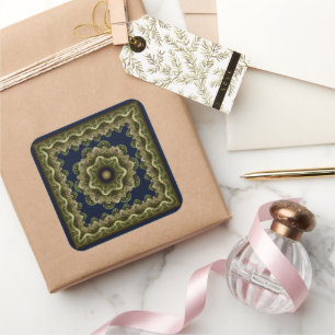 Fractal mandala fairy framed ornament square sticker