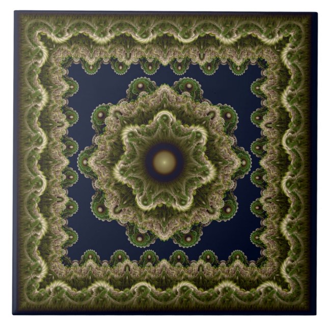 Fractal mandala fairy framed ornament tile (Front)