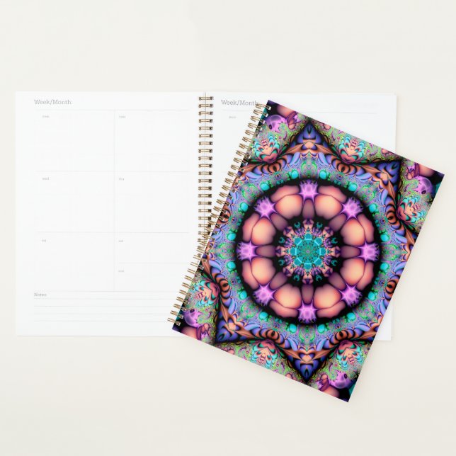 Fractal Mandala Floral Psychedelic Planner (Display)