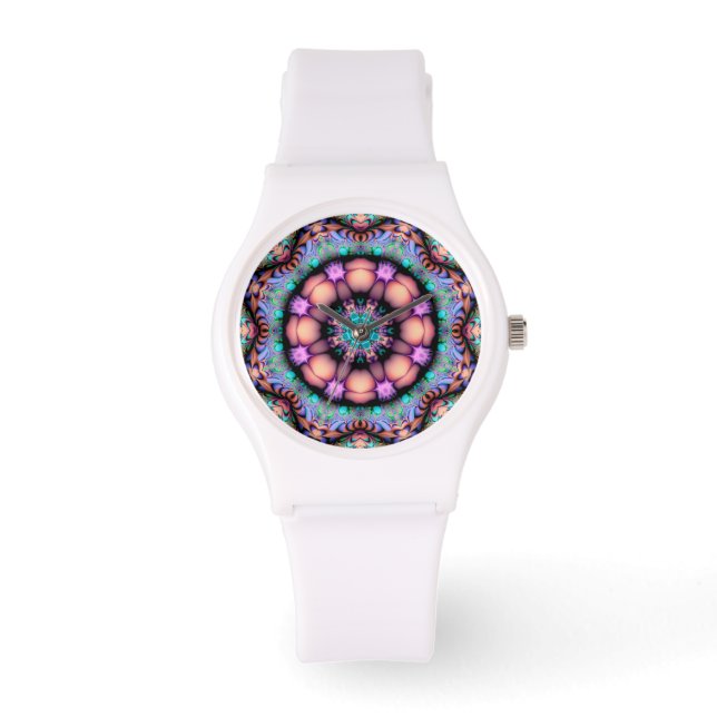 Fractal Mandala Floral Psychedelic Watch (Front)